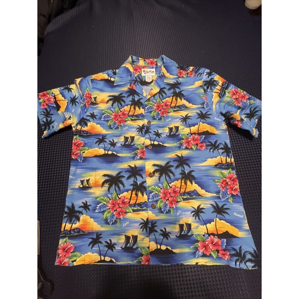 Men's Blue Tropical Hawaiian Short Sleeve Button-Down Shirt